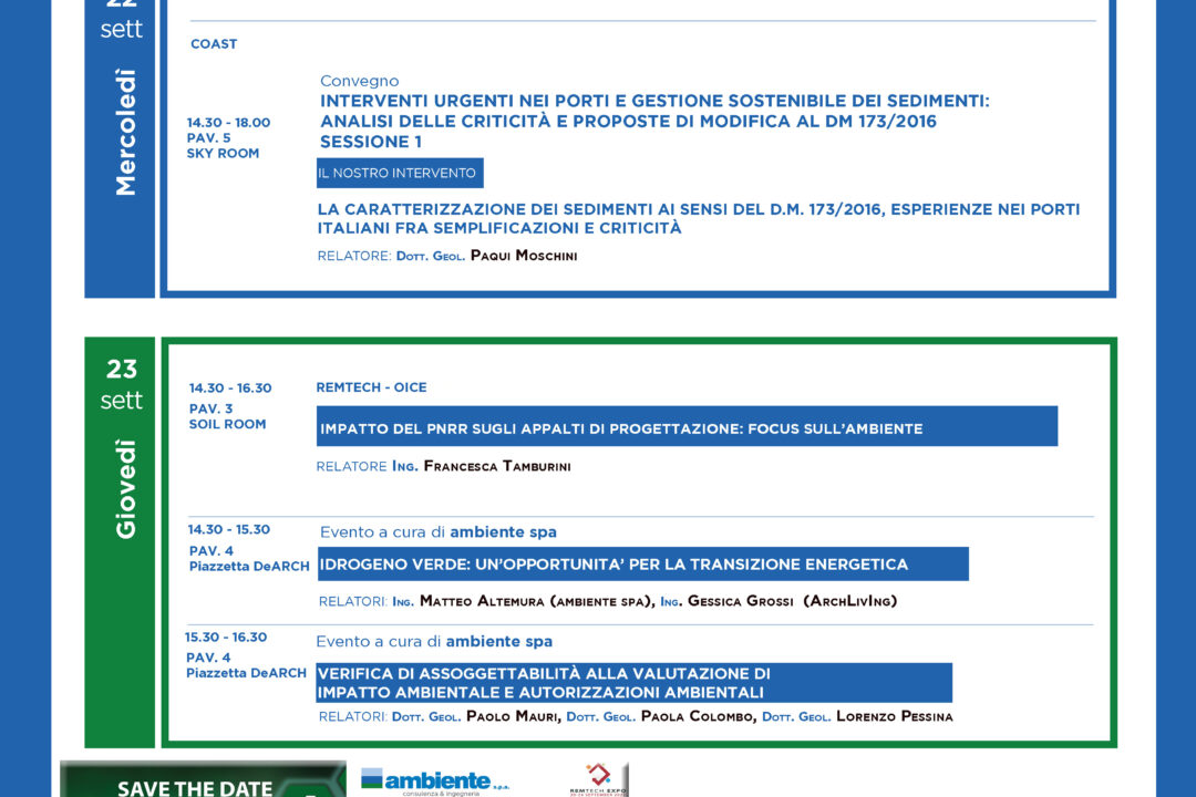 Domani giornata ricca di eventi di ambiente spa a RemTech Expo!